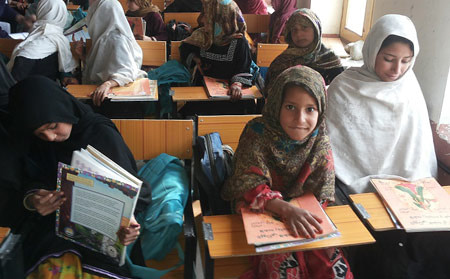 Students with Hoopoe Books in Kunar